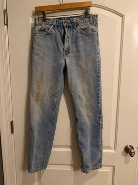 Vintage Levis 505 Jeans Mens 33x31 Orange Tab Denim Straight Distressed